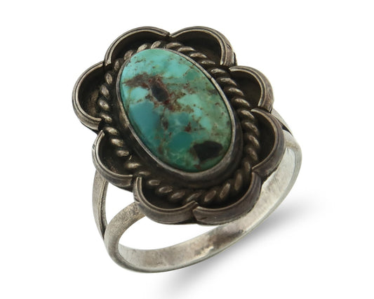 Vintage Navajo Ring 925 Sterling Silver Turquoise Handmade Size 7.5