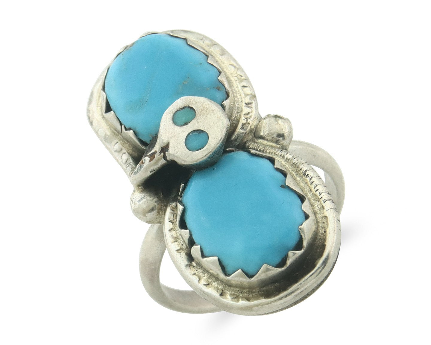 Vintage Zuni Ring 925 Sterling Silver Turquoise Signed Effie Calavasa Size 7.5