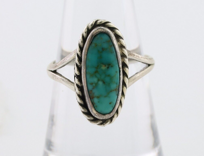 Navajo Handmade Ring 925 Silver Kingman Turquoise Size 7.75 C.80's