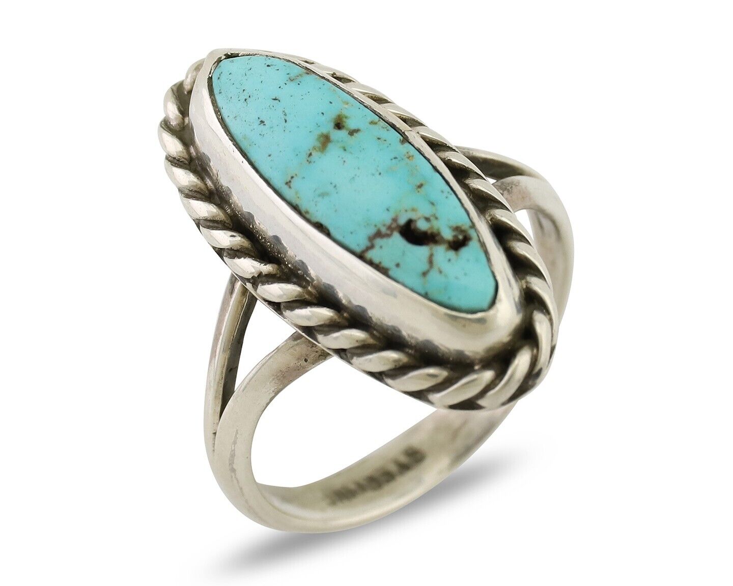 Navajo Handmade Ring 925 Silver Kingman Turquoise Native American Artist C.80's