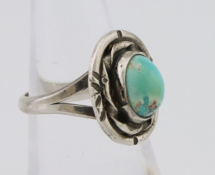 Navajo Ring 925 Silver Kingman Turquoise Native American Artist C.80's