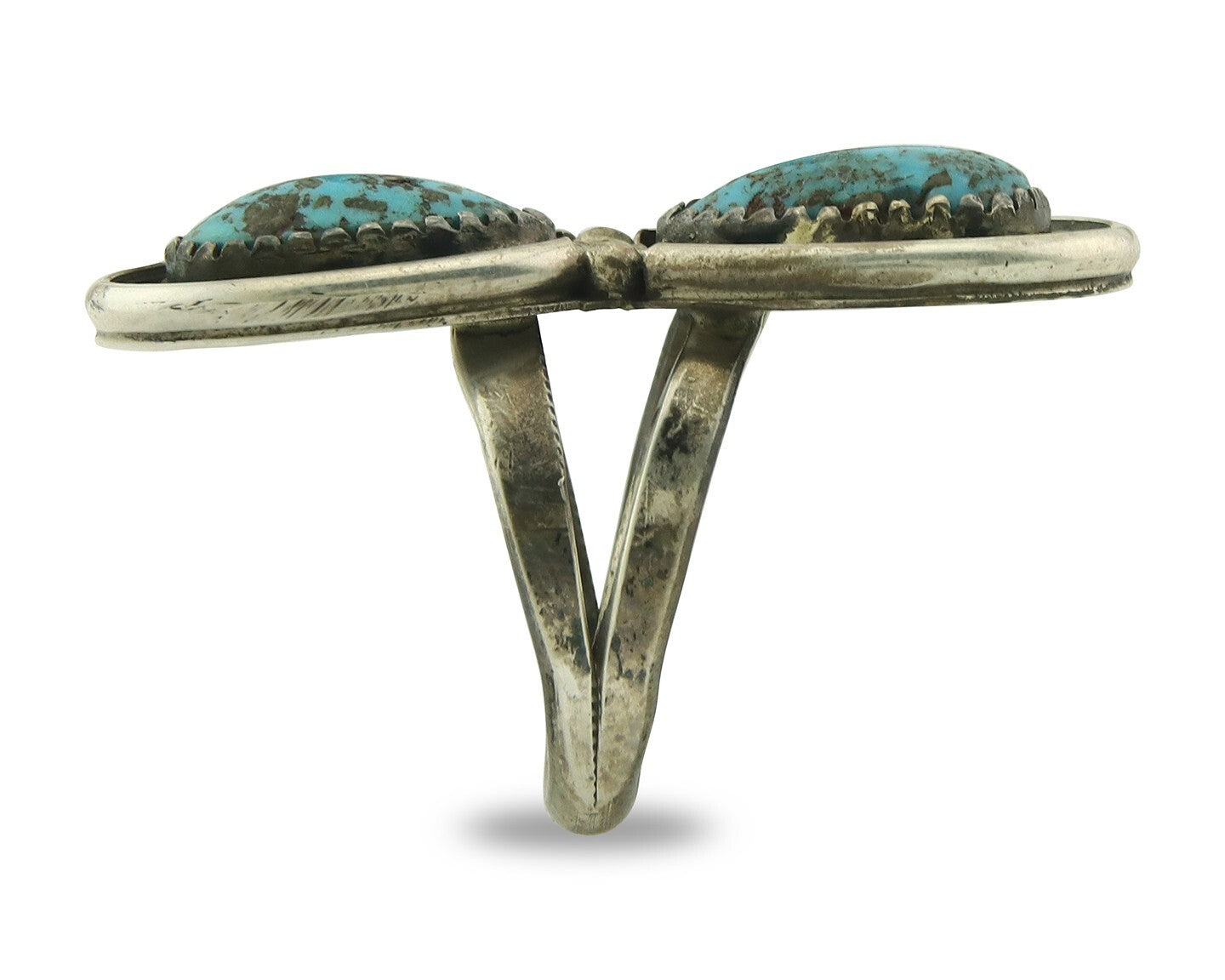 Vintage Navajo Ring 925 Sterling Silver Turquoise Signed FY Size 6.75