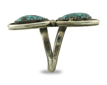 Vintage Navajo Ring 925 Sterling Silver Turquoise Signed FY Size 6.75