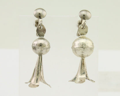 Navajo Earrings 925 Silver Squash Blossom Dangle Native American Artist C.80's