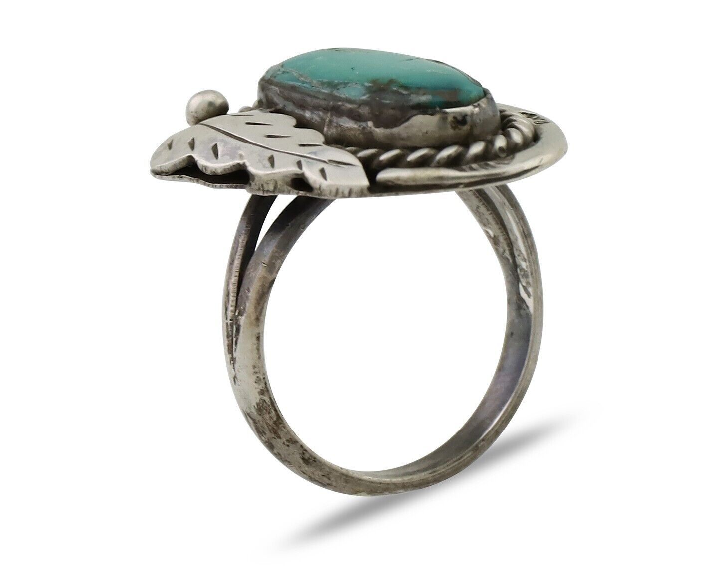Navajo Handmade Ring 925 Silver Natural Turquoise Signed Jason Livingston C.80's