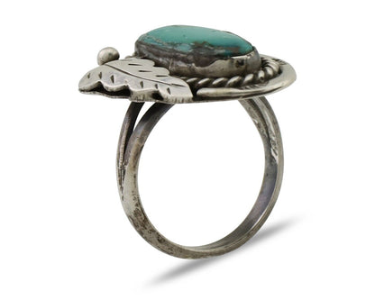 Navajo Handmade Ring 925 Silver Natural Turquoise Signed Jason Livingston C.80's