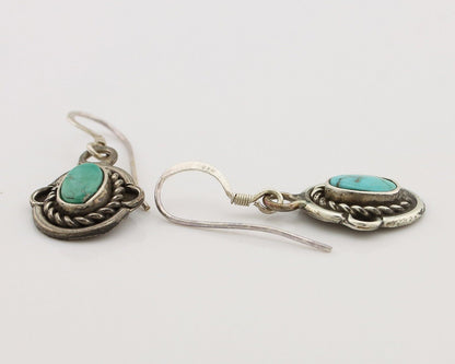 Navajo Earrings 925 Silver Natural Blue Turquoise Native American Artist C.80s