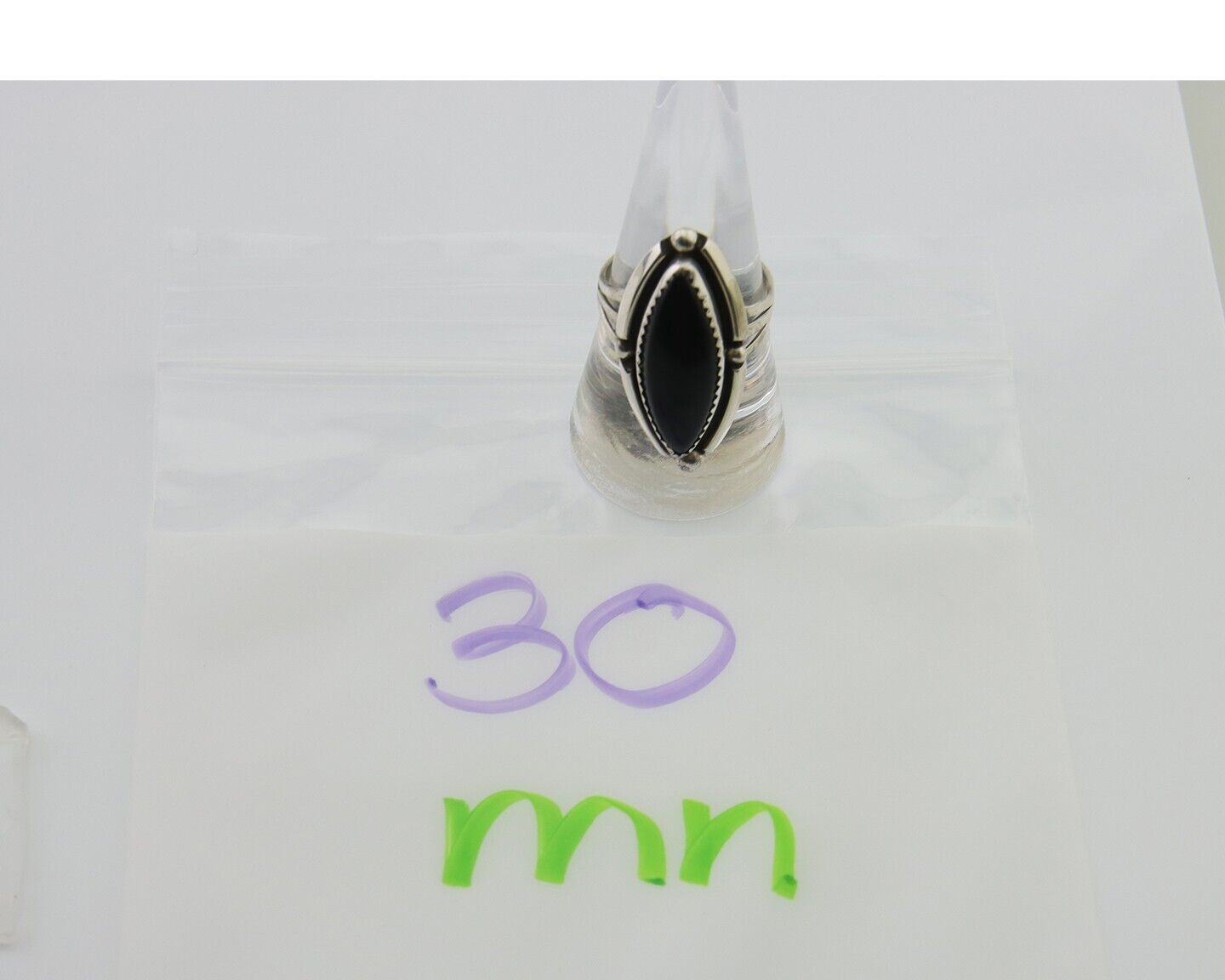 Navajo Handmade Ring 925 Silver Black Onyx Artist Signed SC C.80's