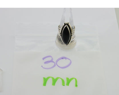 Navajo Handmade Ring 925 Silver Black Onyx Artist Signed SC C.80's