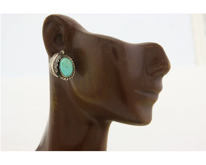 Navajo Earrings 925 Silver Natural Turquoise Native American Artist C.80's