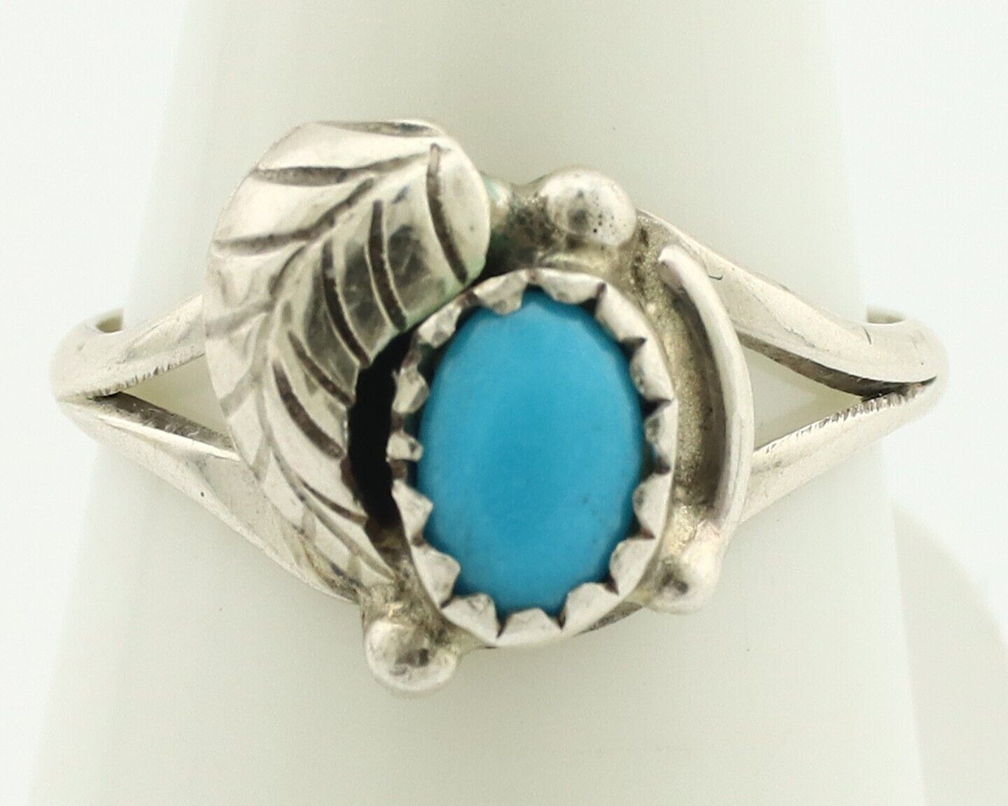 Navajo Ring .925 Silver Sleeping Beauty Turquoise Native American Artist C.80's