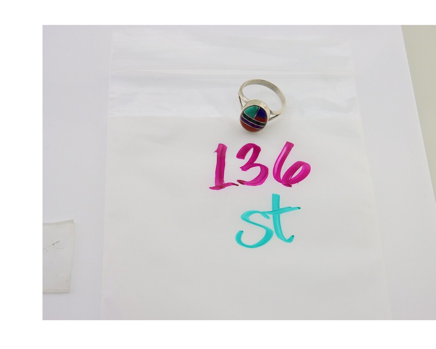 Navajo Ring 925 Sterling Silver Natural Gemstones Artist Signed Sunrise C.80's