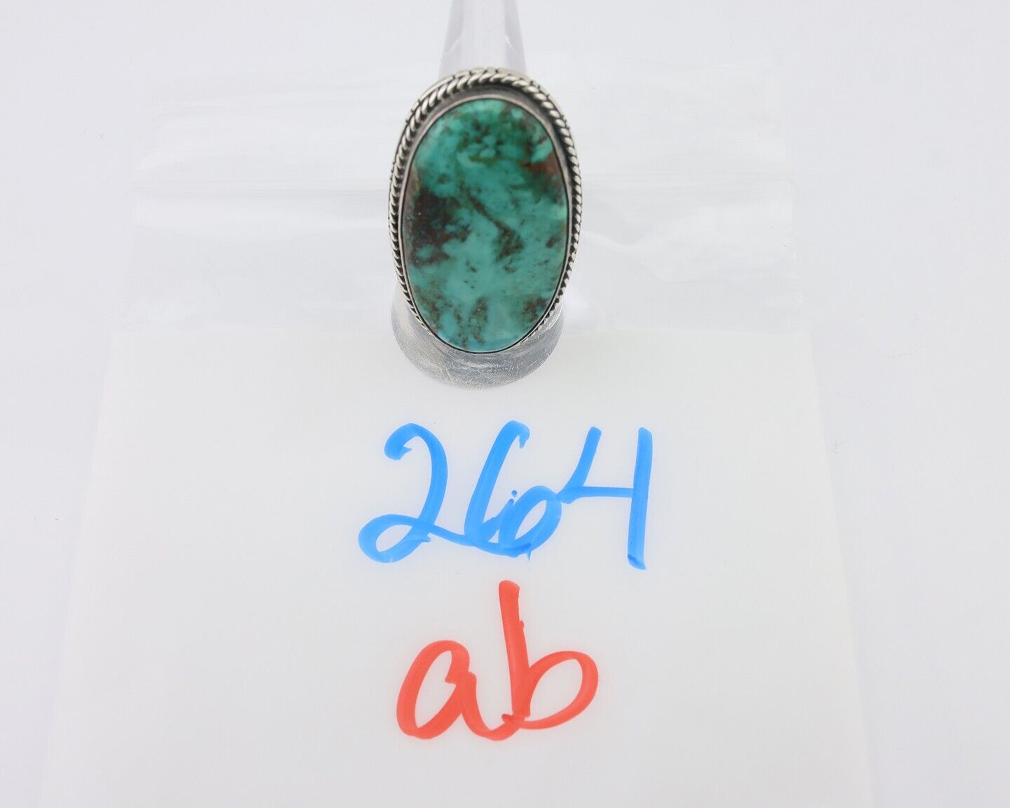 Navajo Ring 925 Silver Spiderweb Turquoise Native American Artist C.80's