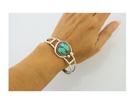 Navajo Bracelet 925 Silver Turquoise Cuff Artist Signed C Montoya C.80's