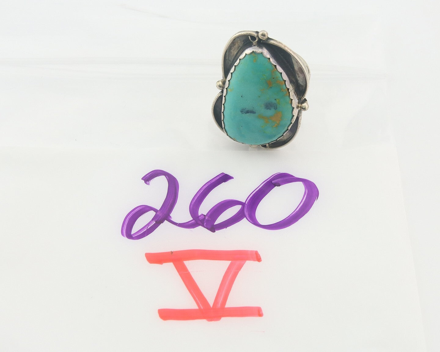 Vintage Navajo Ring 925 Sterling Authentic Traditional Turquoise Size 7.5