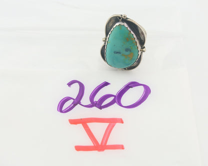 Vintage Navajo Ring 925 Sterling Authentic Traditional Turquoise Size 7.5