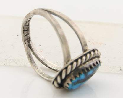 Navajo Ring 925 Sterling Natural Blue Turquoise Signed M Yazzie C.80's