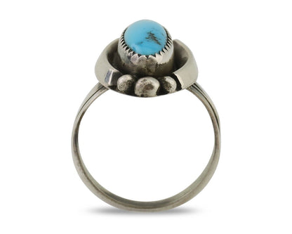 Navajo Ring 925 Silver Kingman Turquoise Artist Signed SC Size 7.0 C.80's