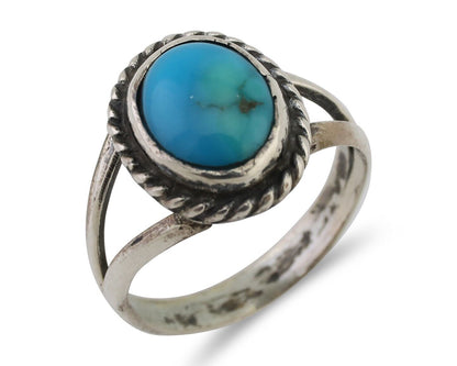 Navajo Ring 925 Silver Kingman Turquoise Native American Artist C.80's