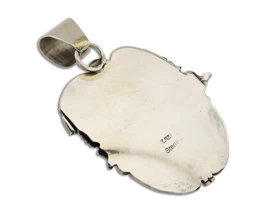 Navajo Pendant 925 Silver Natural Mojave Turquoise Signed E Kee C.80's