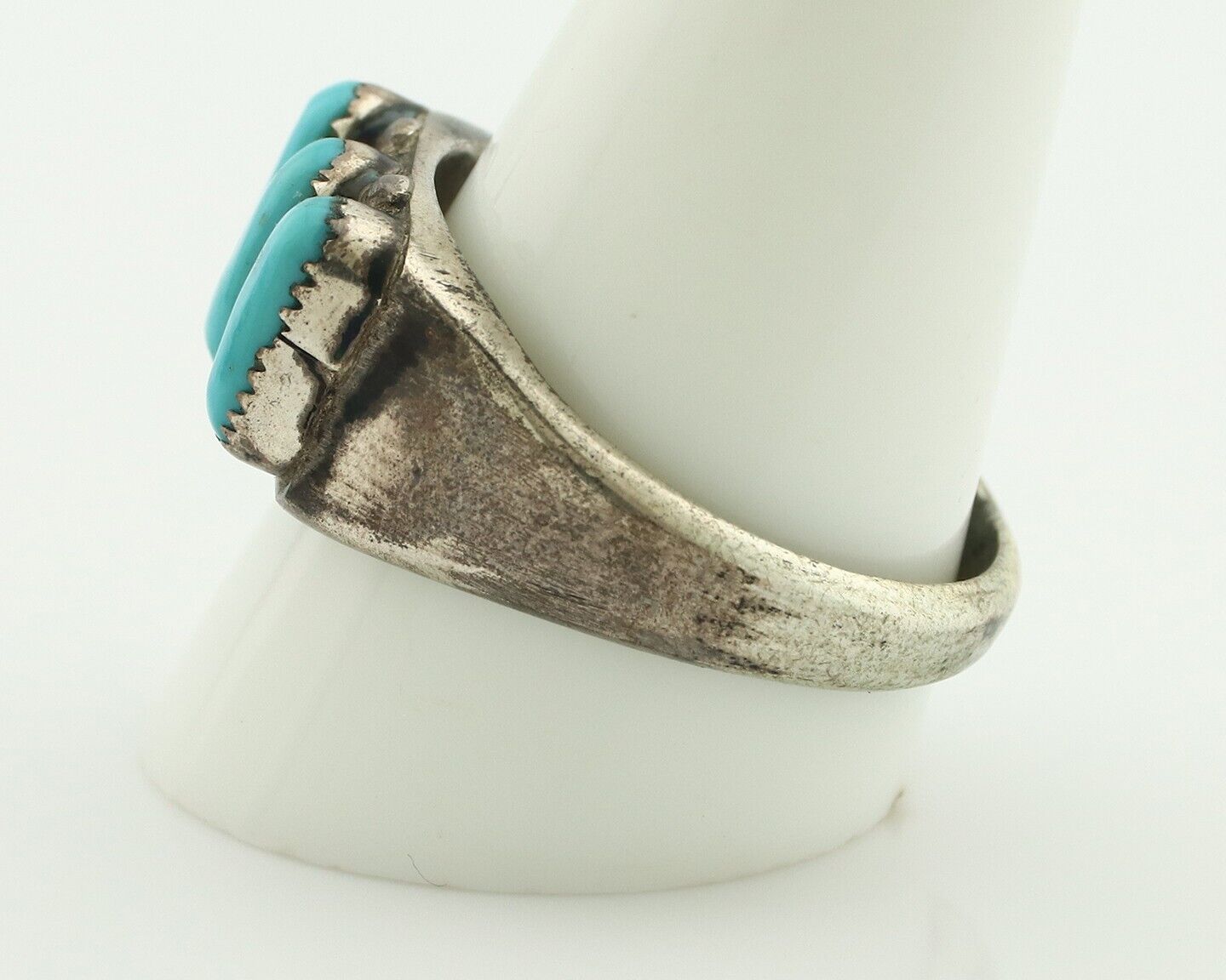 Zuni Ring .925 Silver Natural Sleeping Beauty Turquoise Signed R. LULE C.80's