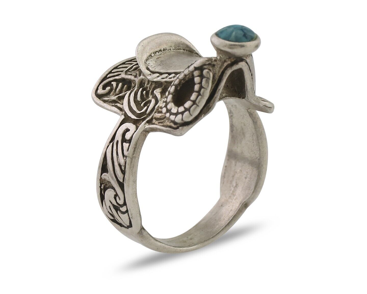 Navajo Ring 925 Silver Natural Turquoise Native American Artist C.80's