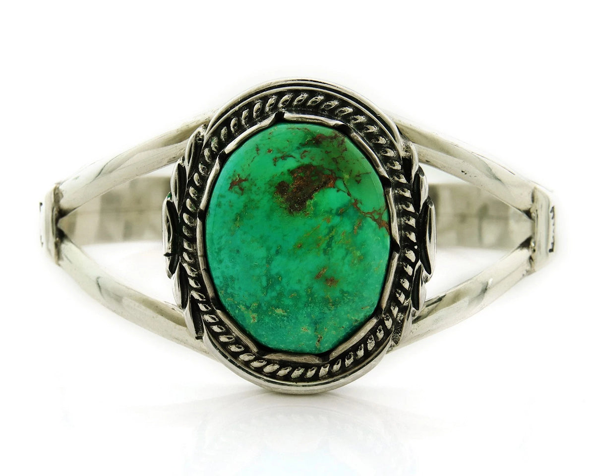 Navajo Cuff Bracelet Sterling Silver Turquoise Handmade Vintage Signed Sunrise