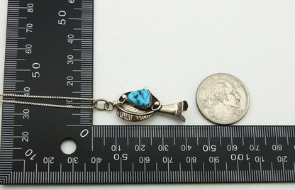Navajo Necklace 925 Silver Natural Turquoise Artist Signed #14 C.80's