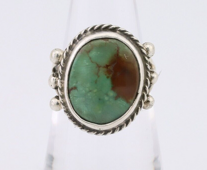 Navajo Ring 925 Silver Natural Green Turquoise Artist Signed MC C.80's
