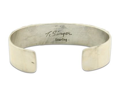 Navajo Bracelet Gold & 925 Silver Handmade 16 mm Wide Signed Thomas Singer C80s