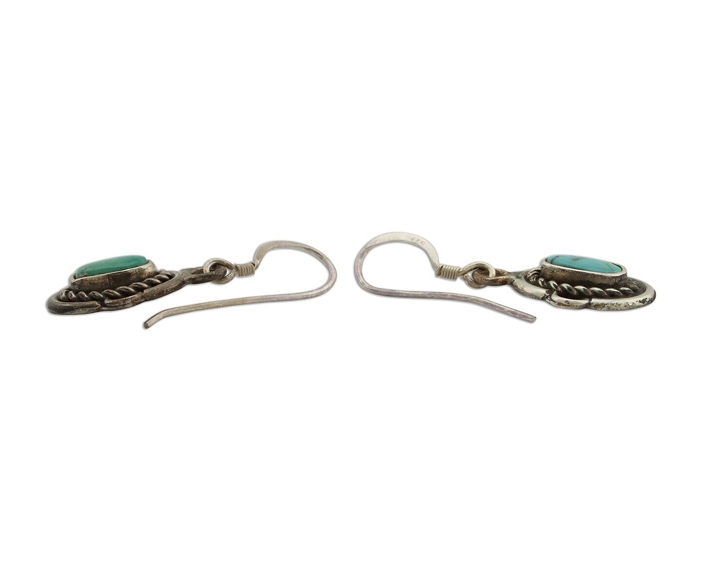 Navajo Earrings 925 Silver Natural Blue Turquoise Native American Artist C.80s