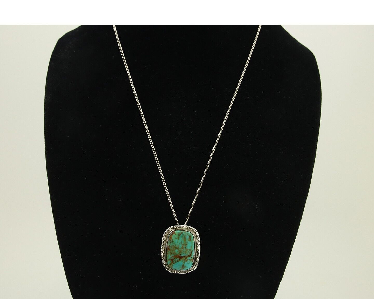 Navajo Necklace 925 Silver Natural Turquoise Artist Signed Doug Zachary C.80's