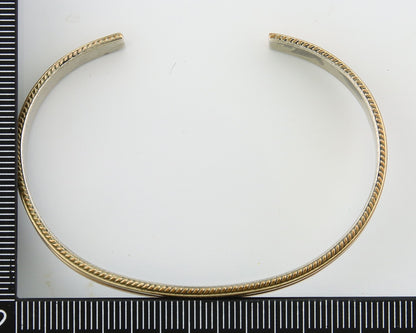 Navajo Bracelet 925 Silver & 12K Gold Cuff Artist Signed TAHE C.80's