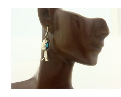 Navajo Earrings 925 Silver Natural Turquoise Native Artist JN C.80's