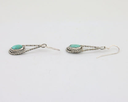 Navajo Dangle Earrings 925 Silver Natural Blue Turquoise Artist Signed M.S. C80s