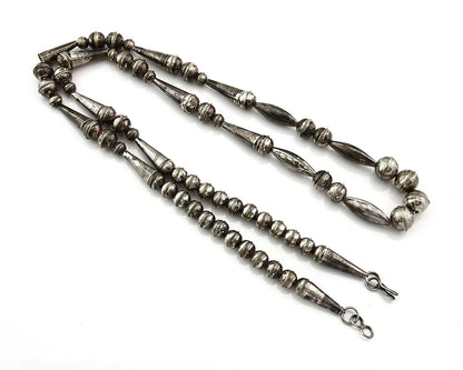 Navajo Bead Necklace Sterling Silver8.0 mm wide 25 in long Circa 1980's
