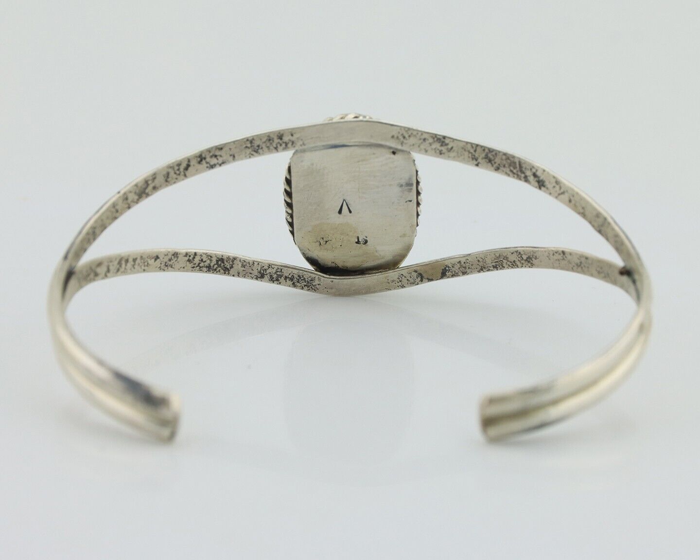 Navajo Bracelet 925 Silver Sleeping Beauty Turquoise Signed Robert Vandover C80s