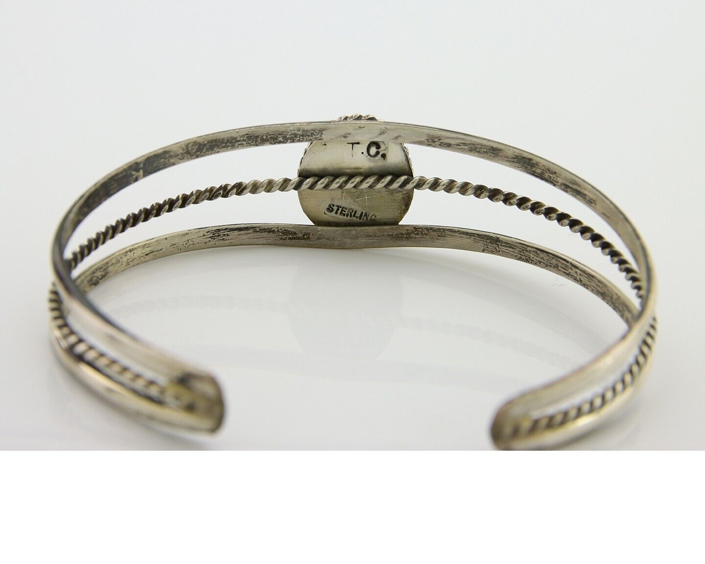 Navajo Bracelet 925 Silver Cuff Turquoise Handmade Artist Signed TC C.80's