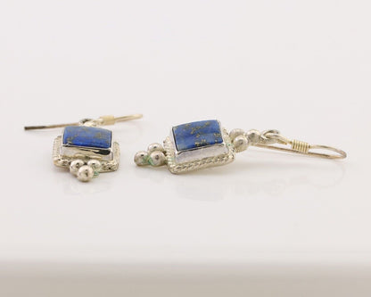 Navajo Earrings 925 Silver Natural Mined Lapis Native American Artist C.80's