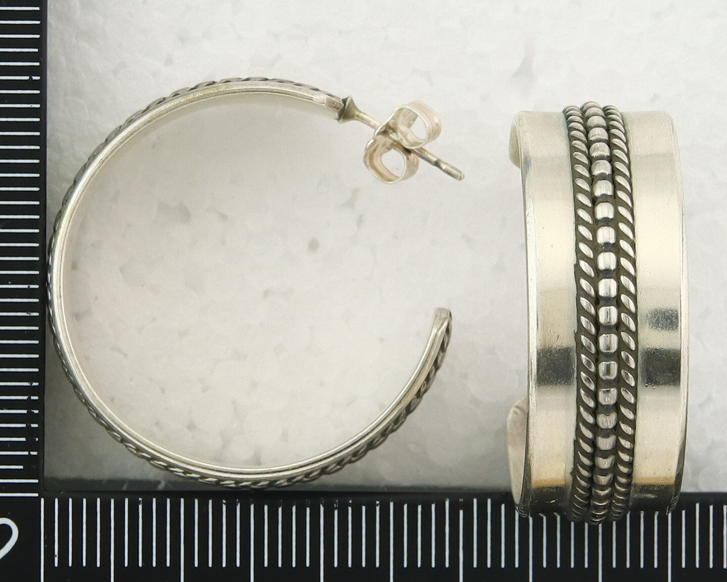 Navajo Hoop Earrings Sterling Silver Vintage Authentic Signed Ron Yazzie