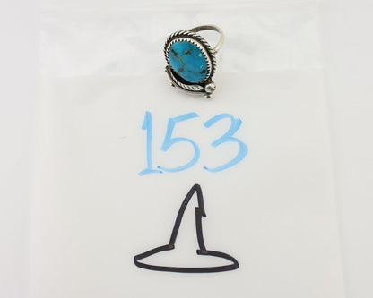 Navajo Ring 925 Silver Natural Kingman Turquoise Native American Artist C.80's