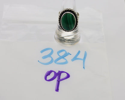 Navajo Ring 925 Silver Natural Malachite Native American Artist C.80's