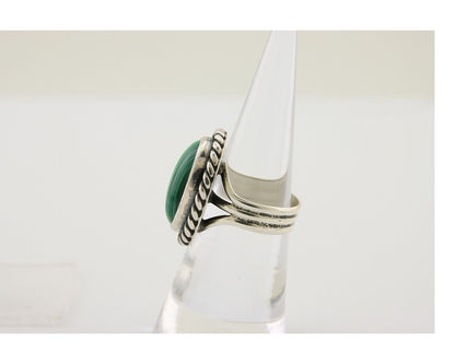 Navajo Ring 925 Silver Natural Malachite Native American Artist C.80's