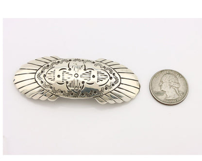 Women's Navajo Hair Clip Hand Stamped 925 Silver Artist Signed C Montoya C.80's