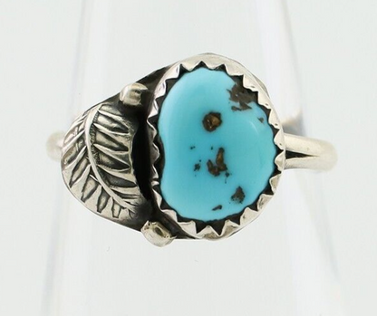 Navajo Ring 925 Silver Sleeping Beauty Turquoise Native American Artist C.80's