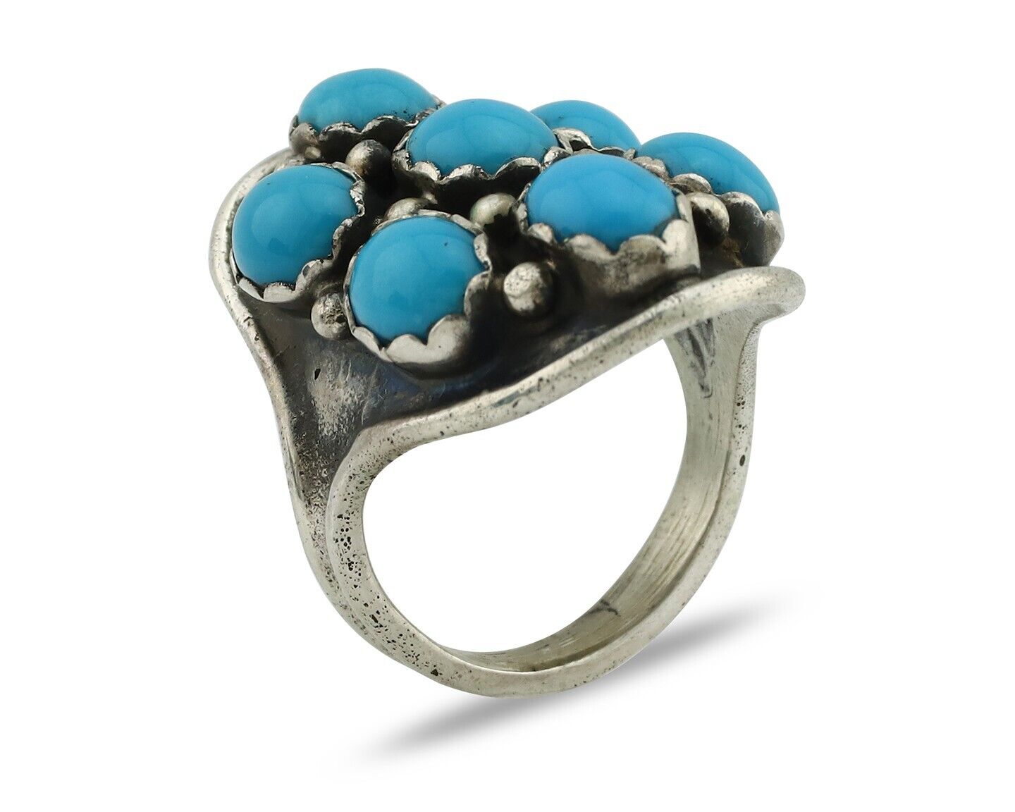 Navajo Ring 925 Silver Sleeping Beauty Turquoise Native American Artist C.80's