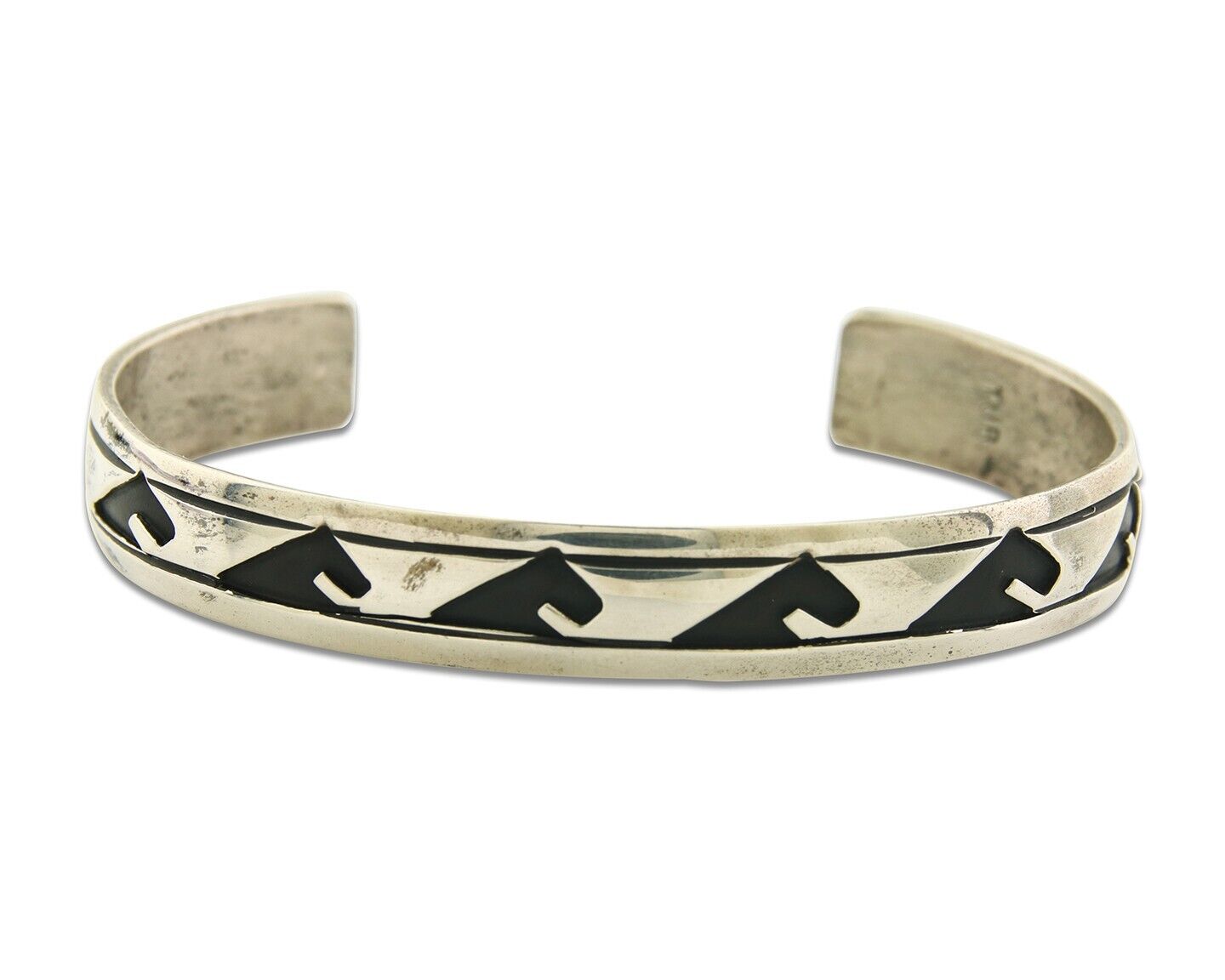 Navajo Bracelet 925 Silver Handmade Cuff Artist Signed TJB C.80's