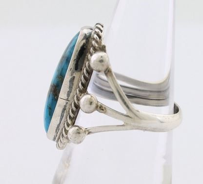 Navajo Ring 925 Silver Natural Kingman Turquoise Native American Artist C.80's