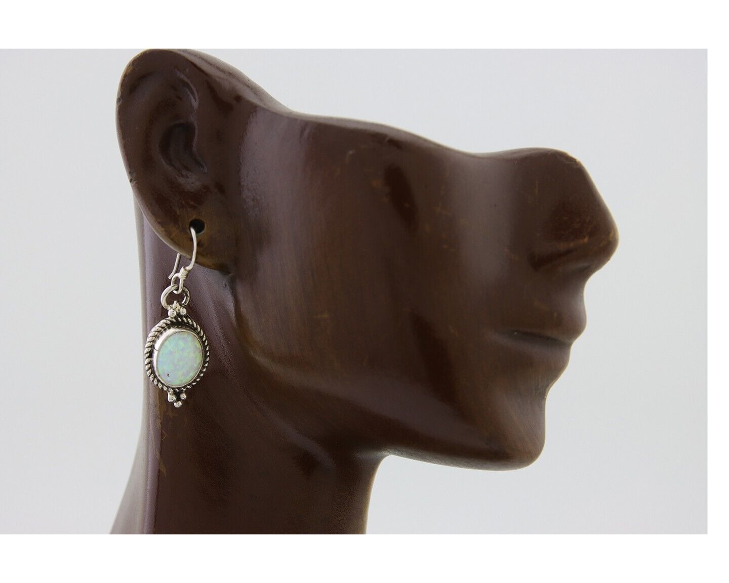 Navajo Dangle Earrings 925 Silver Natural Opal Native Artist C.80's