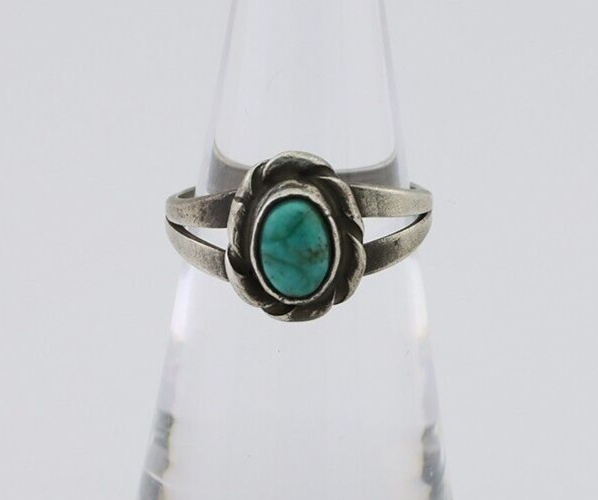 Navajo Ring 925 Silver Kingman Turquoise Native American Artist C.80's